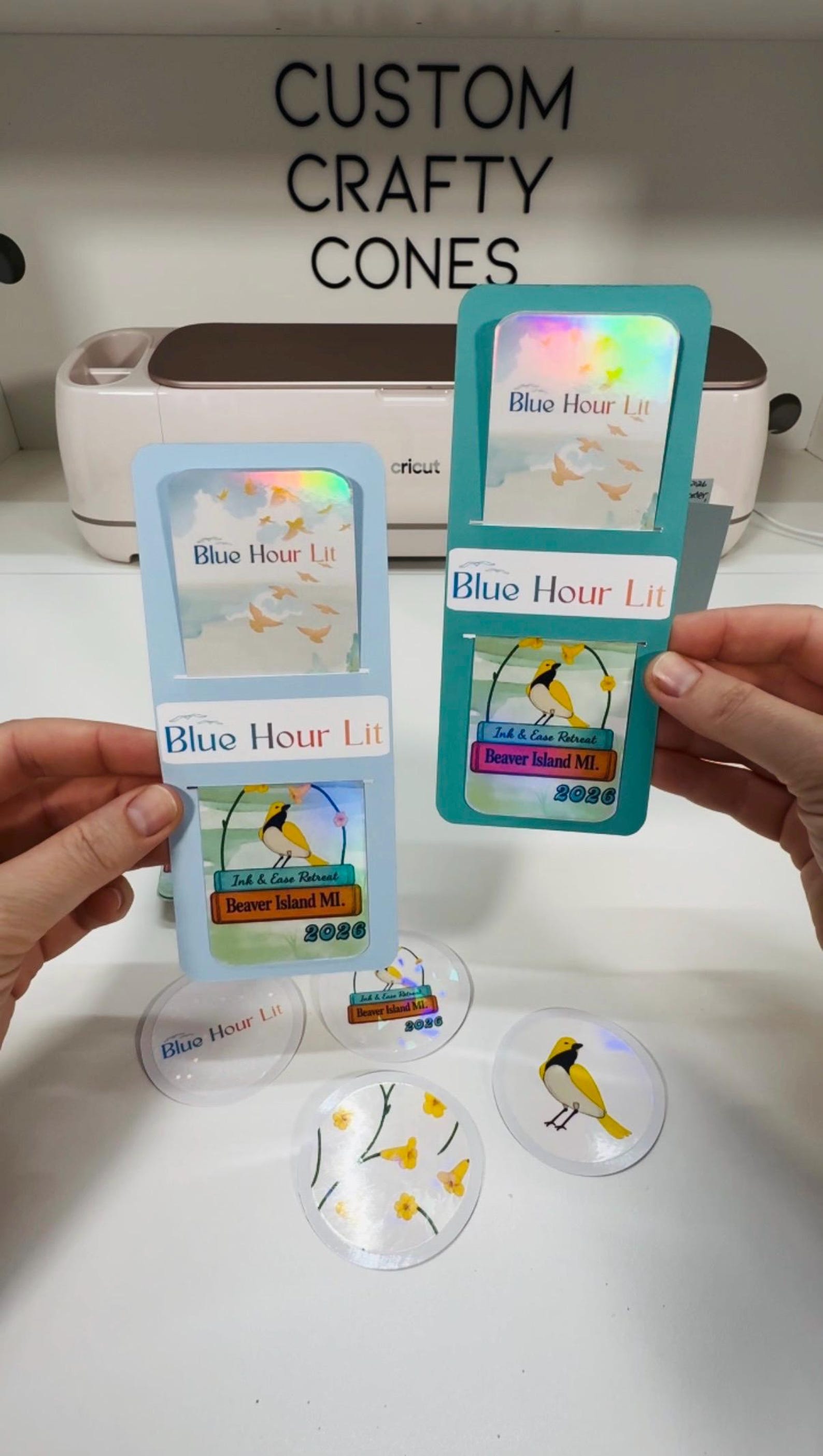 Personalized retreat bookmarks with coordinated cardstock holders