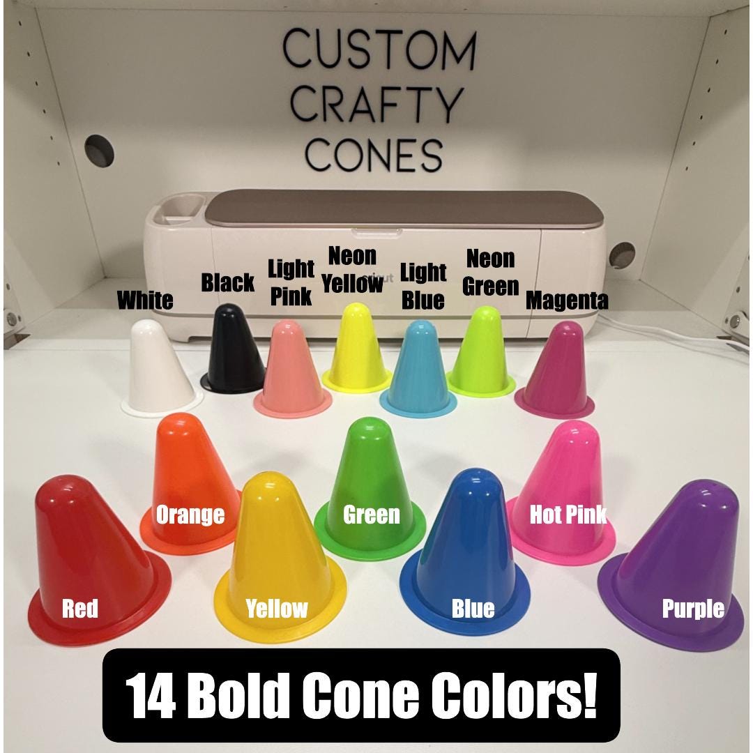 Fourteen available colors for custom mini traffic cones