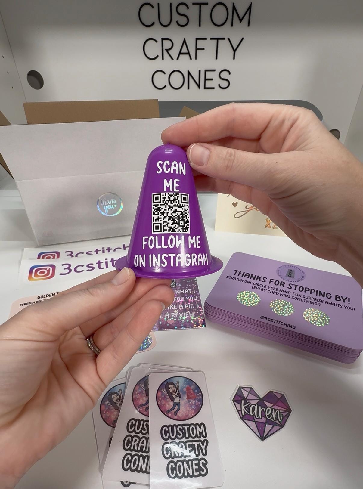 A personalized QR code mini cone