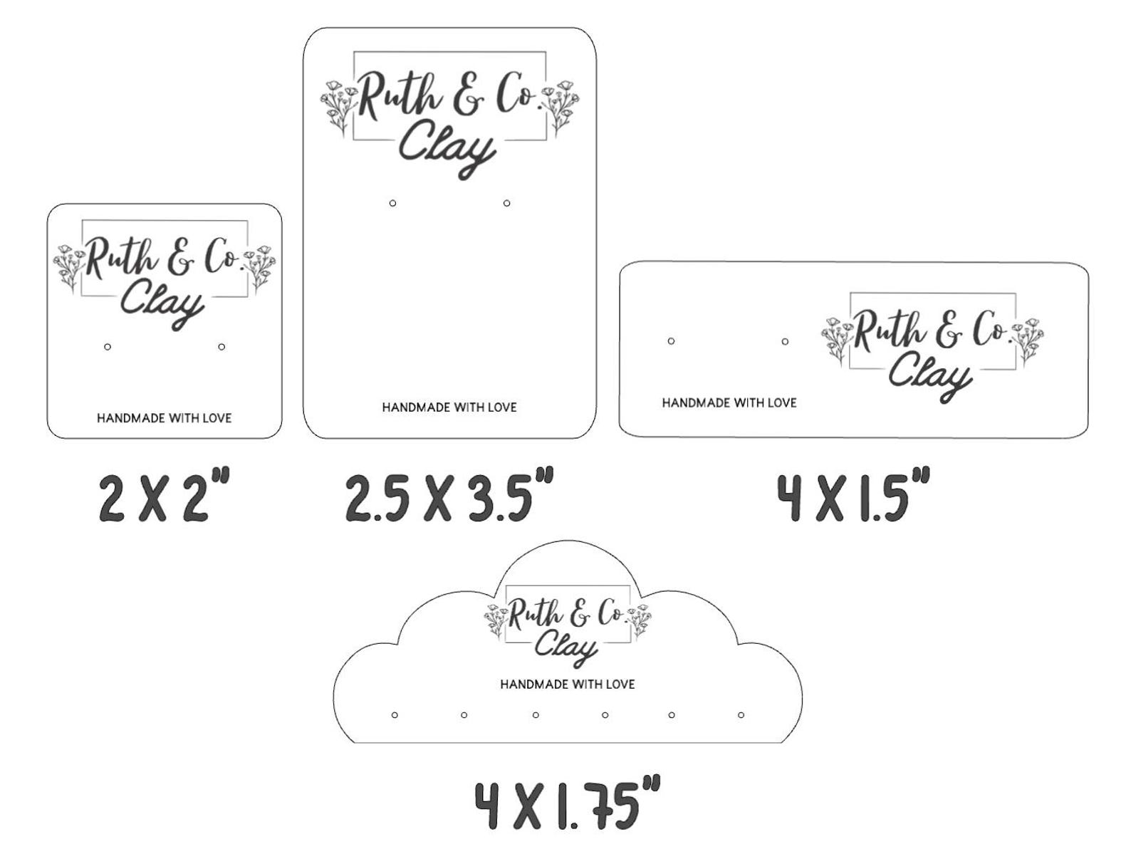 Available sizes and formats for custom product display cards