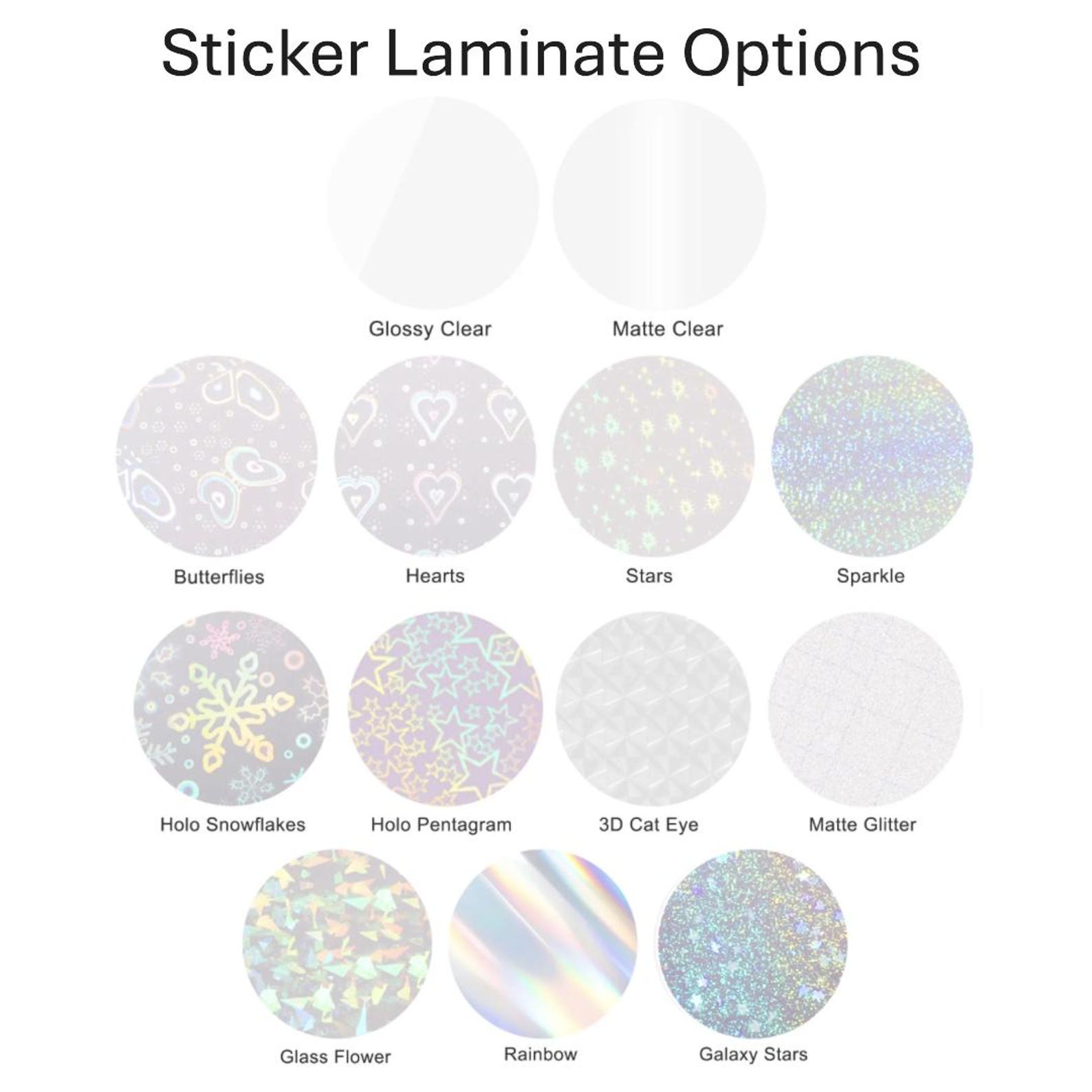 Specialty finish choices for personalized sticker sheets