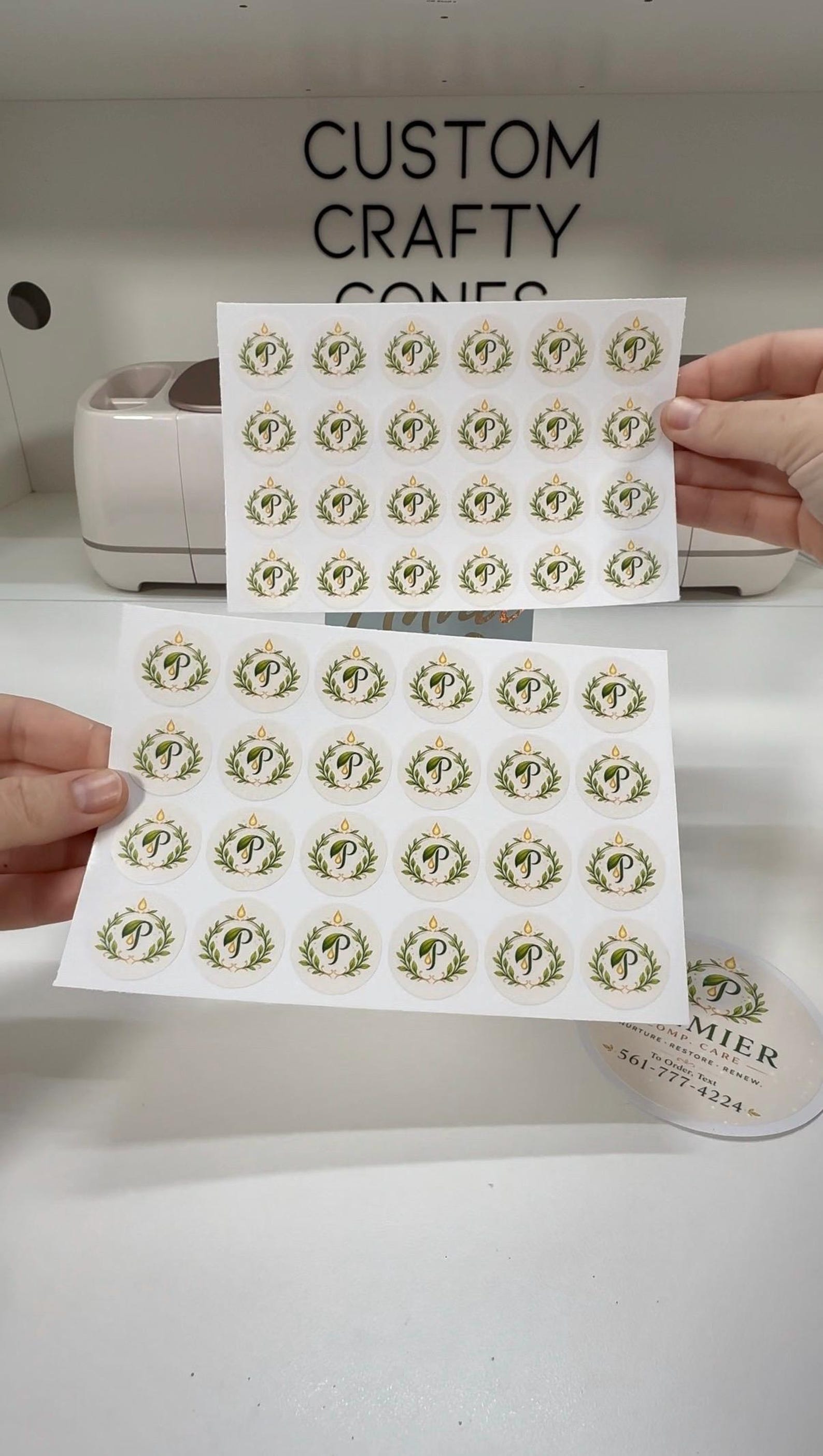 Round custom stickers kiss-cut on a personalized sticker sheet